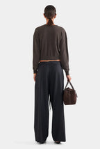 Cropped Espresso Cardigan