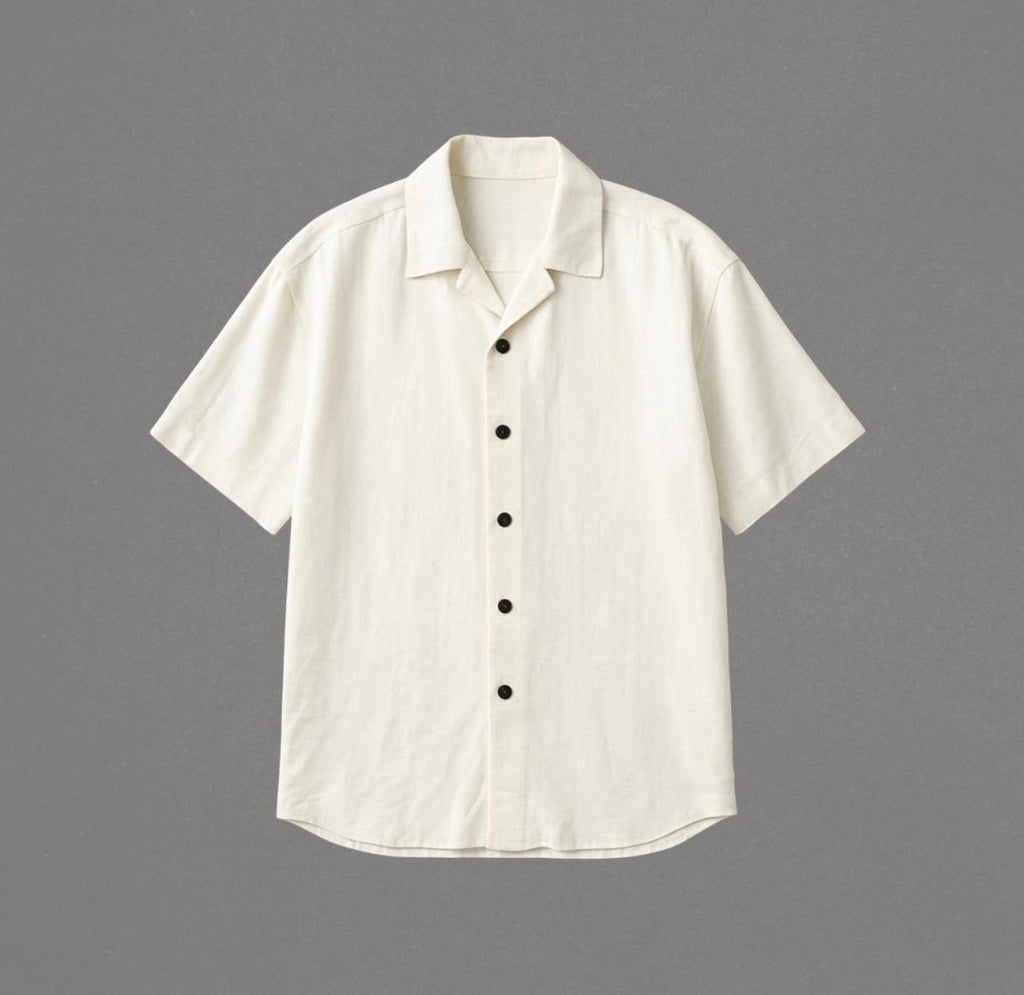 Riviera Camp Collar Linen Shirt | Cream Ivory
