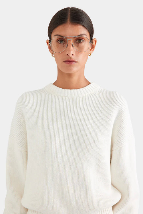 Heavyweight Ribbed Crew in Cream