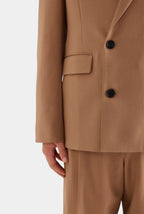 Double-Breasted Camel Blazer