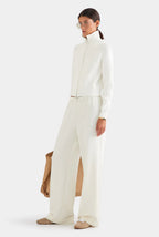 Ribbed Full-Zip Mock Neck