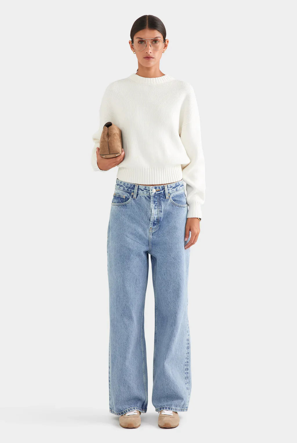 Heavyweight Ribbed Crew in Cream