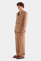 Double-Breasted Camel Blazer