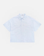 Boxy Utility Linen Shirt | Sky Blue Stripe
