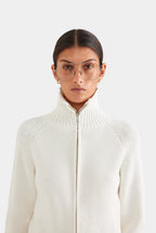 Ribbed Full-Zip Mock Neck