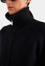 Ribbed Full-Zip Cardigan in Onyx