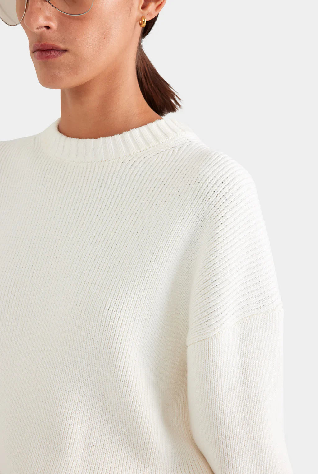 Heavyweight Ribbed Crew in Cream