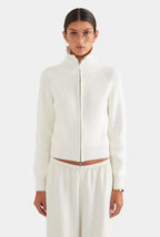 Ribbed Full-Zip Mock Neck