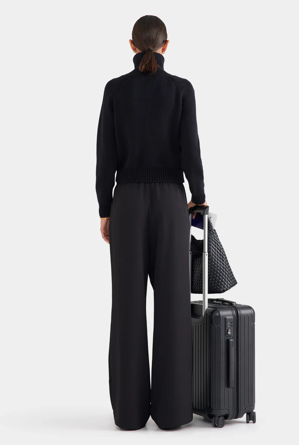 Ribbed Full-Zip Cardigan in Onyx