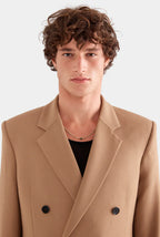 Double-Breasted Camel Blazer