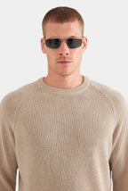 Oatmeal Ribbed Crewneck