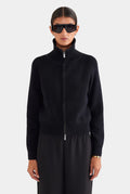 Ribbed Full-Zip Cardigan in Onyx