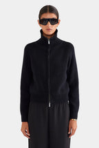 Ribbed Full-Zip Cardigan in Onyx