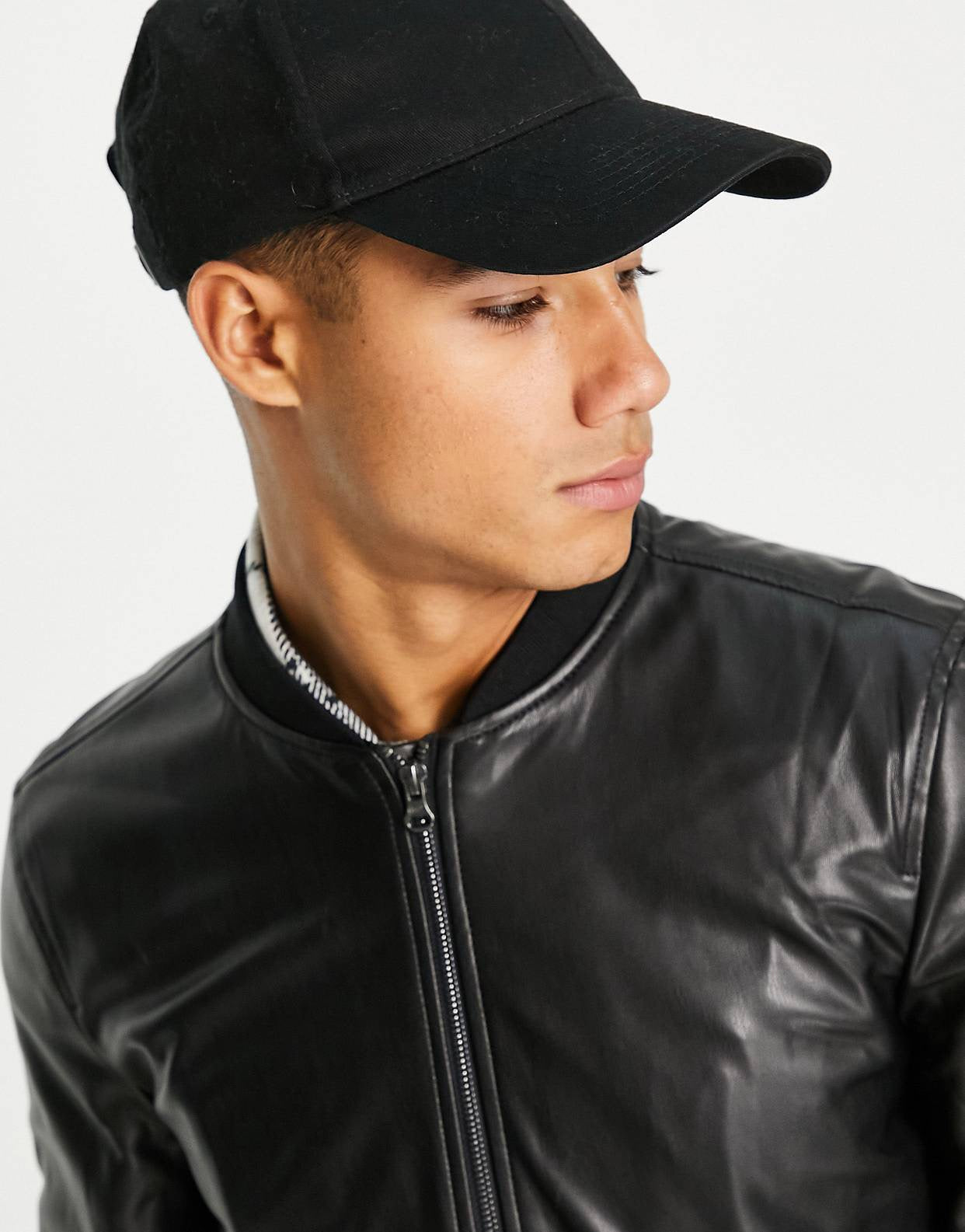 “BOMBER LEATHER” JACKET - Amessio