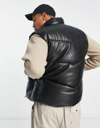 “FAUX LEATHER” PUFFER GILET - Amessio