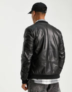 “BOMBER LEATHER” JACKET - Amessio